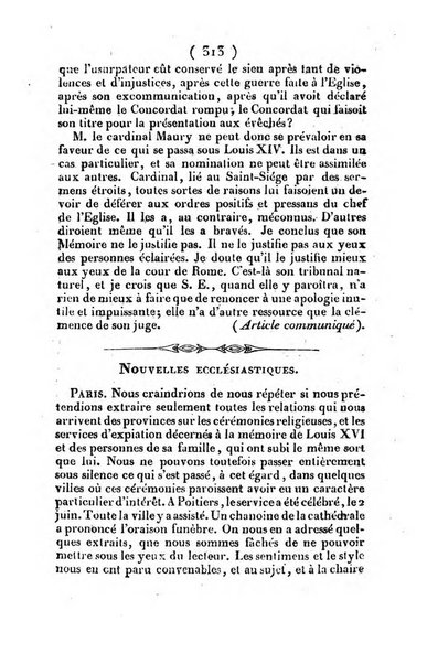 L'ami de la religion et du roi journal ecclesiastique, politique et litteraire