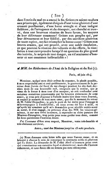 L'ami de la religion et du roi journal ecclesiastique, politique et litteraire