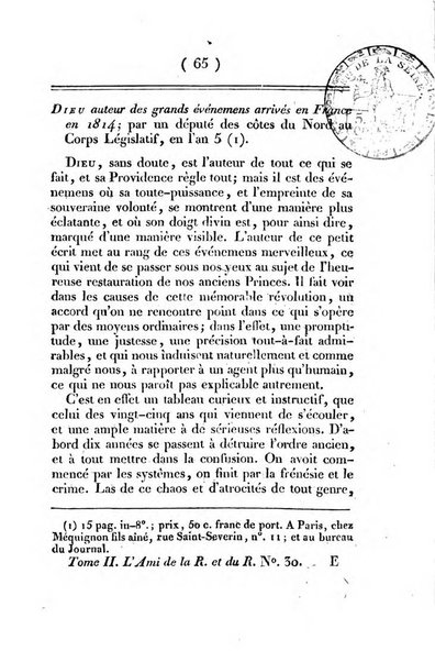 L'ami de la religion et du roi journal ecclesiastique, politique et litteraire