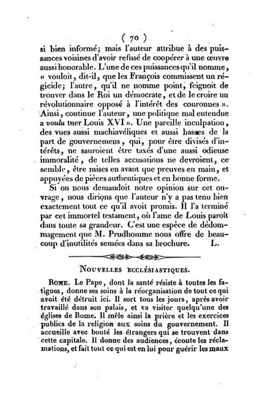 L'ami de la religion et du roi journal ecclesiastique, politique et litteraire