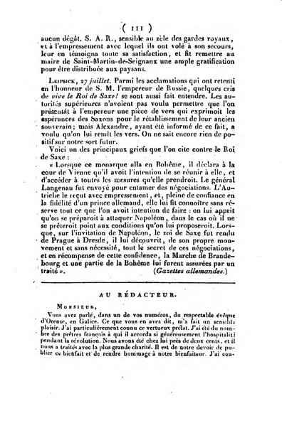 L'ami de la religion et du roi journal ecclesiastique, politique et litteraire