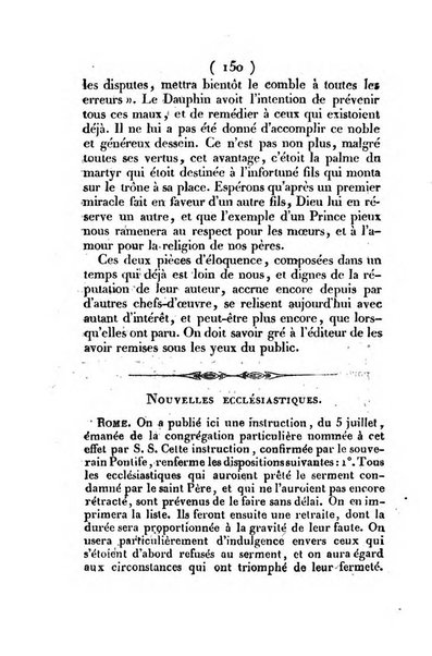 L'ami de la religion et du roi journal ecclesiastique, politique et litteraire