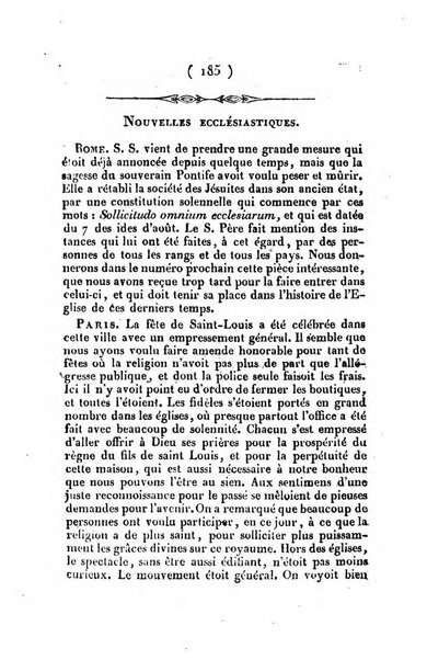 L'ami de la religion et du roi journal ecclesiastique, politique et litteraire