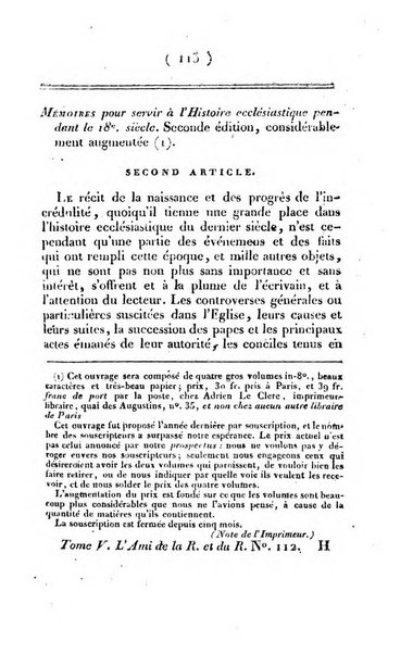 L'ami de la religion et du roi journal ecclesiastique, politique et litteraire