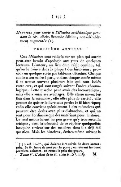 L'ami de la religion et du roi journal ecclesiastique, politique et litteraire