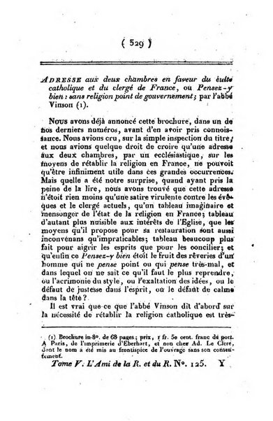 L'ami de la religion et du roi journal ecclesiastique, politique et litteraire