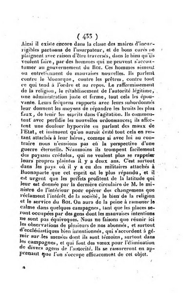 L'ami de la religion et du roi journal ecclesiastique, politique et litteraire