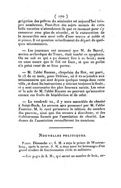 L'ami de la religion et du roi journal ecclesiastique, politique et litteraire