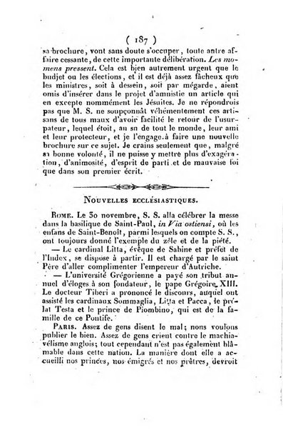 L'ami de la religion et du roi journal ecclesiastique, politique et litteraire