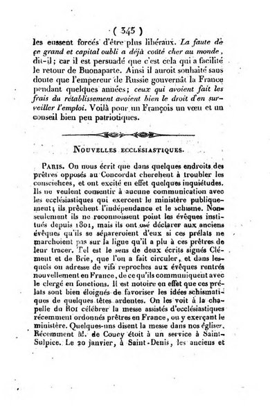 L'ami de la religion et du roi journal ecclesiastique, politique et litteraire