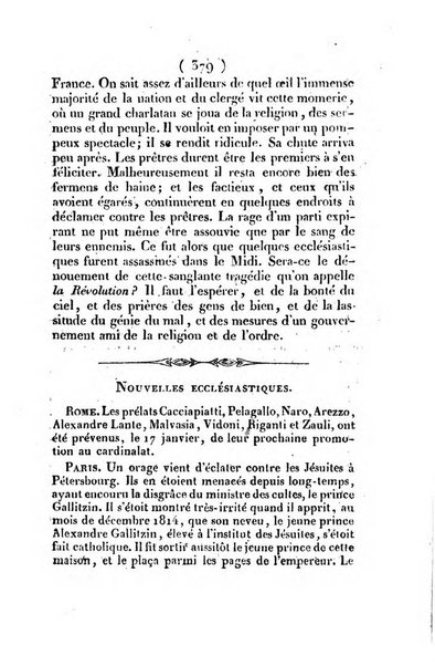 L'ami de la religion et du roi journal ecclesiastique, politique et litteraire