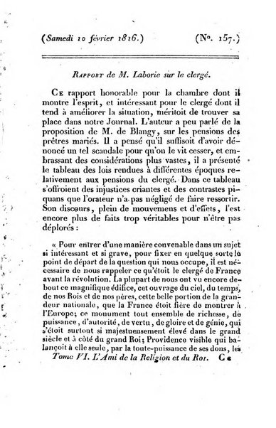 L'ami de la religion et du roi journal ecclesiastique, politique et litteraire