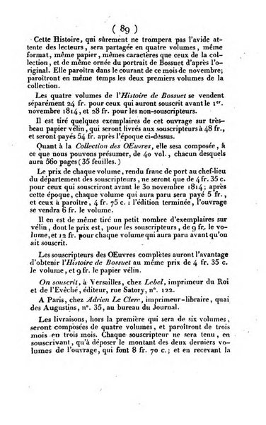 L'ami de la religion et du roi journal ecclesiastique, politique et litteraire