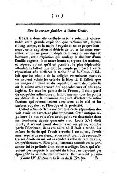 L'ami de la religion et du roi journal ecclesiastique, politique et litteraire