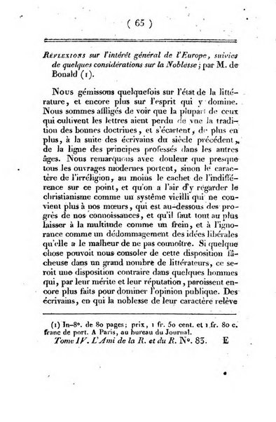 L'ami de la religion et du roi journal ecclesiastique, politique et litteraire