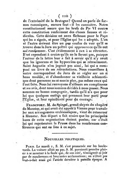 L'ami de la religion et du roi journal ecclesiastique, politique et litteraire