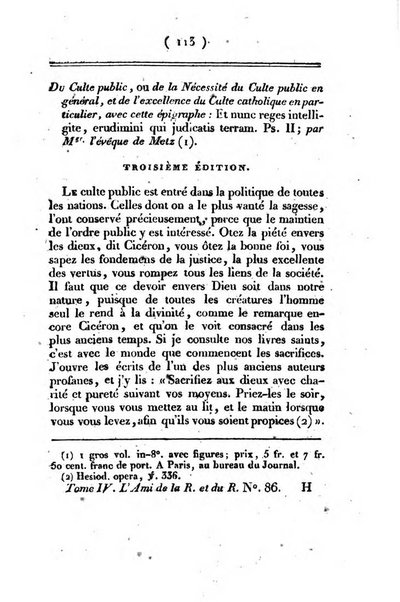 L'ami de la religion et du roi journal ecclesiastique, politique et litteraire