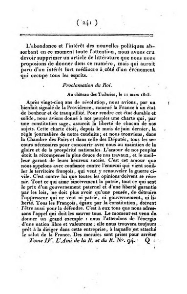 L'ami de la religion et du roi journal ecclesiastique, politique et litteraire