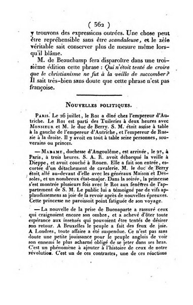 L'ami de la religion et du roi journal ecclesiastique, politique et litteraire