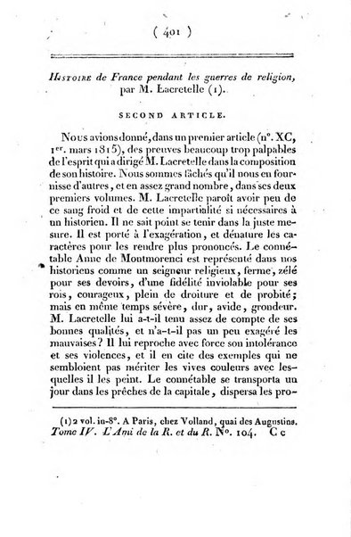 L'ami de la religion et du roi journal ecclesiastique, politique et litteraire