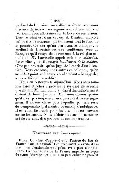 L'ami de la religion et du roi journal ecclesiastique, politique et litteraire