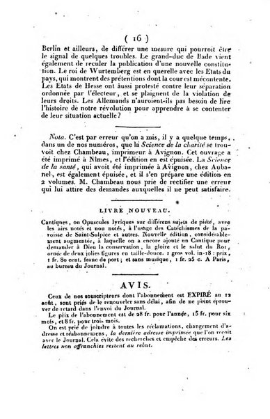 L'ami de la religion et du roi journal ecclesiastique, politique et litteraire