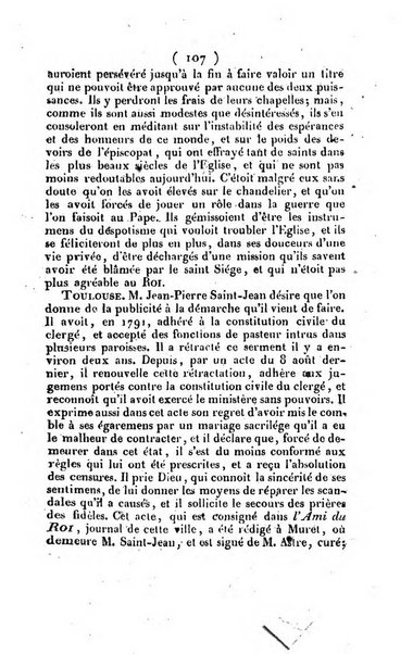 L'ami de la religion et du roi journal ecclesiastique, politique et litteraire