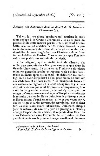 L'ami de la religion et du roi journal ecclesiastique, politique et litteraire