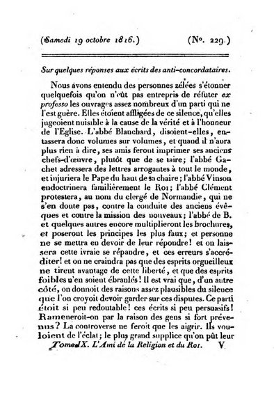 L'ami de la religion et du roi journal ecclesiastique, politique et litteraire