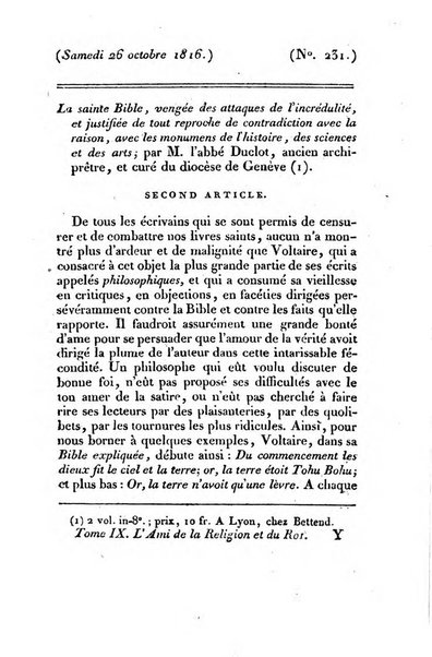 L'ami de la religion et du roi journal ecclesiastique, politique et litteraire