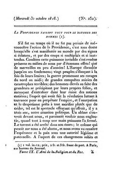 L'ami de la religion et du roi journal ecclesiastique, politique et litteraire