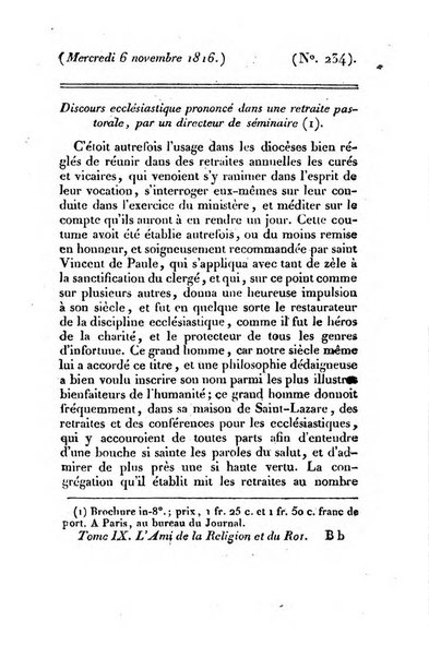 L'ami de la religion et du roi journal ecclesiastique, politique et litteraire