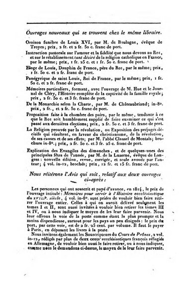 L'ami de la religion et du roi journal ecclesiastique, politique et litteraire