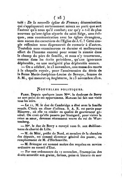 L'ami de la religion et du roi journal ecclesiastique, politique et litteraire