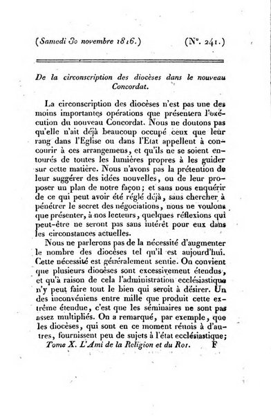 L'ami de la religion et du roi journal ecclesiastique, politique et litteraire