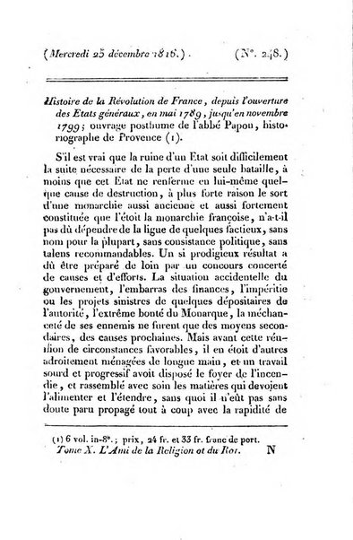 L'ami de la religion et du roi journal ecclesiastique, politique et litteraire