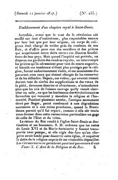 L'ami de la religion et du roi journal ecclesiastique, politique et litteraire