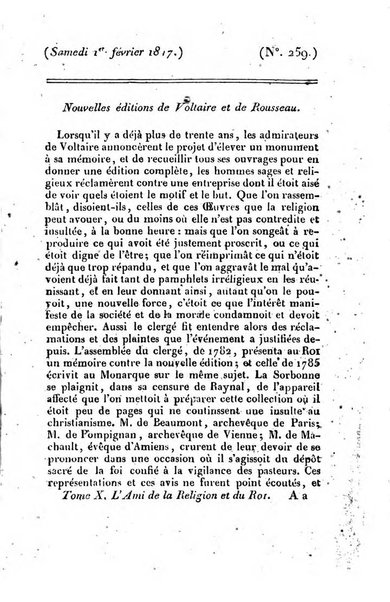 L'ami de la religion et du roi journal ecclesiastique, politique et litteraire