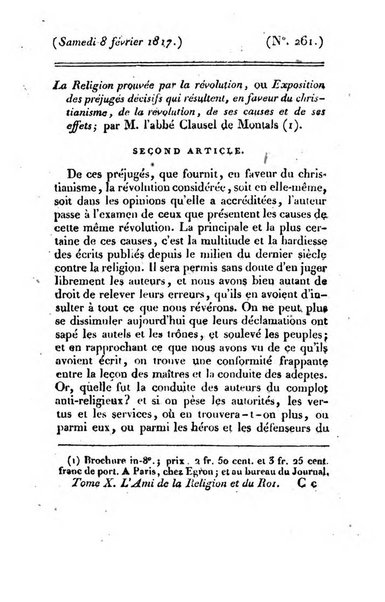 L'ami de la religion et du roi journal ecclesiastique, politique et litteraire