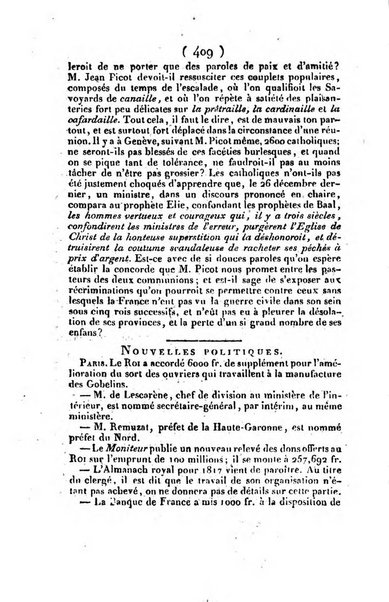 L'ami de la religion et du roi journal ecclesiastique, politique et litteraire