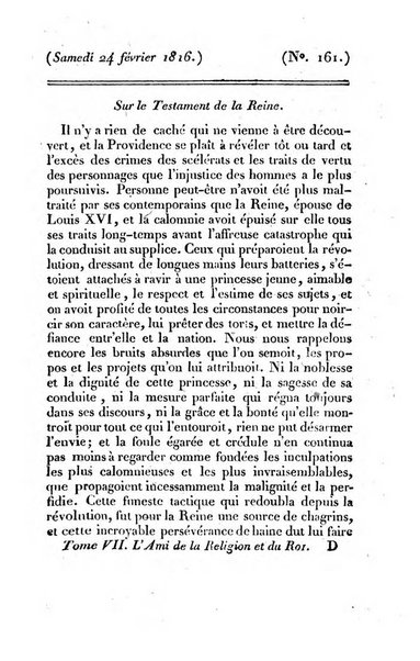 L'ami de la religion et du roi journal ecclesiastique, politique et litteraire