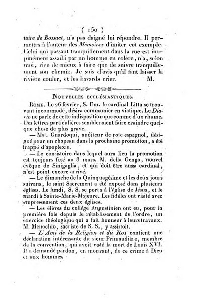 L'ami de la religion et du roi journal ecclesiastique, politique et litteraire