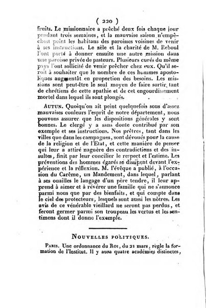 L'ami de la religion et du roi journal ecclesiastique, politique et litteraire