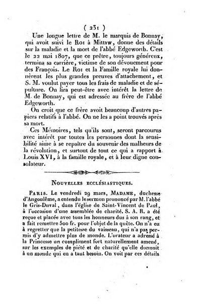 L'ami de la religion et du roi journal ecclesiastique, politique et litteraire