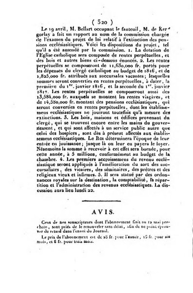 L'ami de la religion et du roi journal ecclesiastique, politique et litteraire