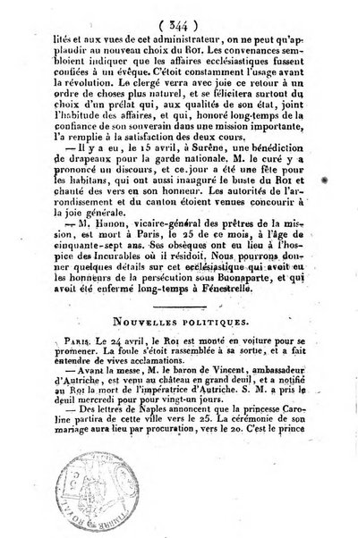 L'ami de la religion et du roi journal ecclesiastique, politique et litteraire