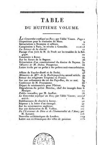 L'ami de la religion et du roi journal ecclesiastique, politique et litteraire