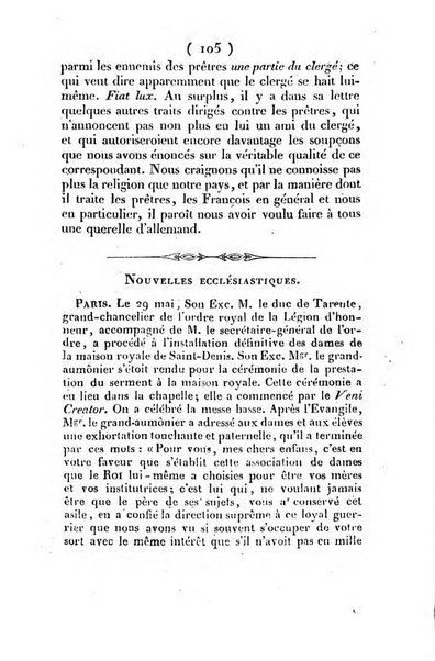 L'ami de la religion et du roi journal ecclesiastique, politique et litteraire