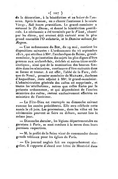 L'ami de la religion et du roi journal ecclesiastique, politique et litteraire