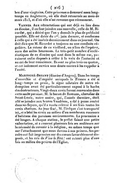 L'ami de la religion et du roi journal ecclesiastique, politique et litteraire